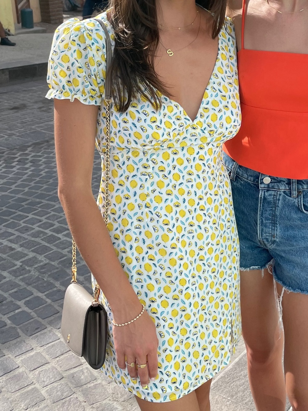 Princess Polly White Mini Dress with Yellow Lemon Print